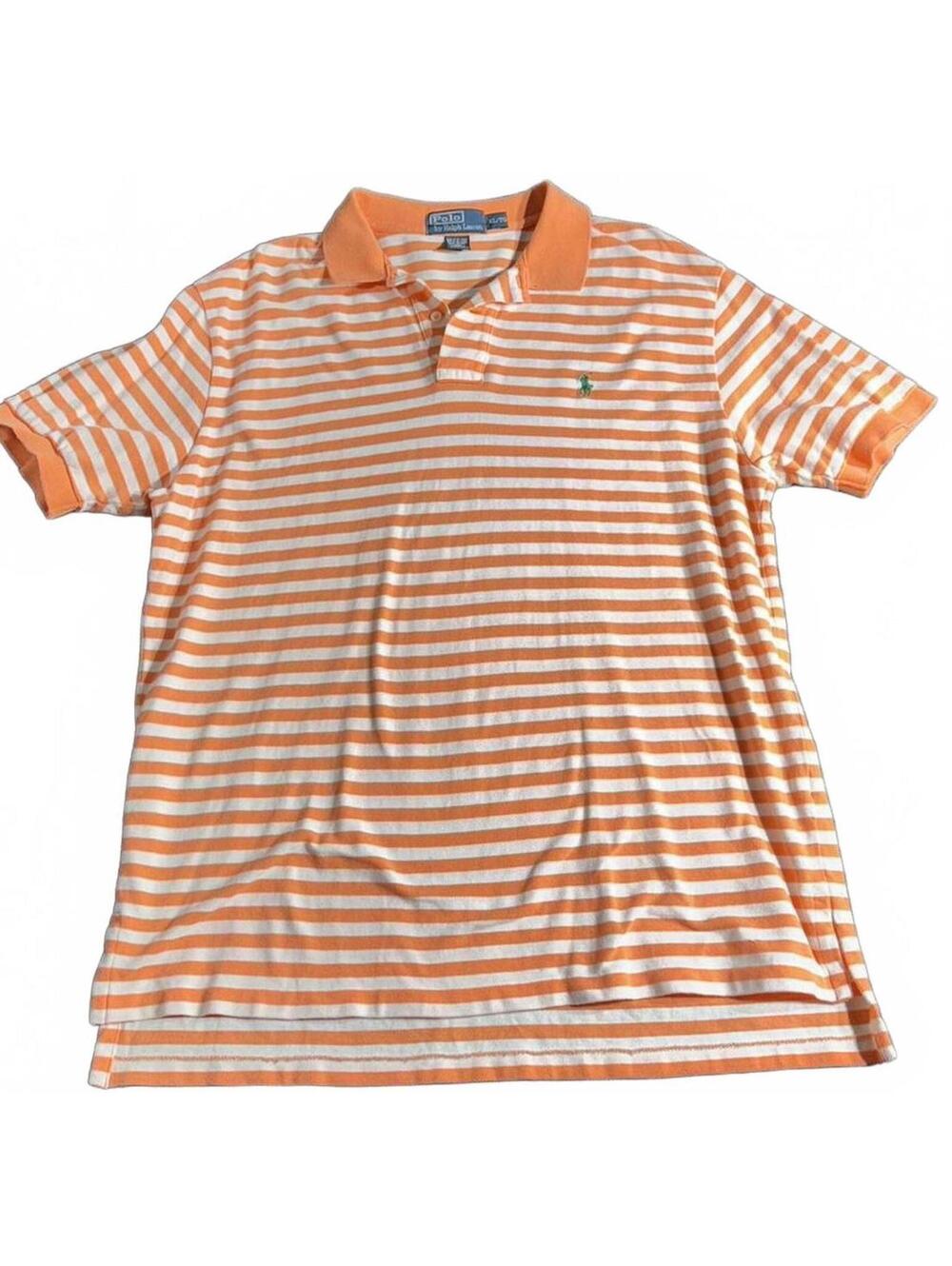 Polo Ralph Lauren Orange Striped Golf Collared Shirt Size XL